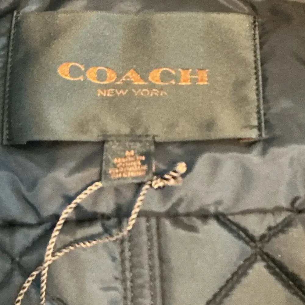 Coach Puffer Quilted Lightweight‎ Cinched Waist Black Jacket Women's Medium NWT